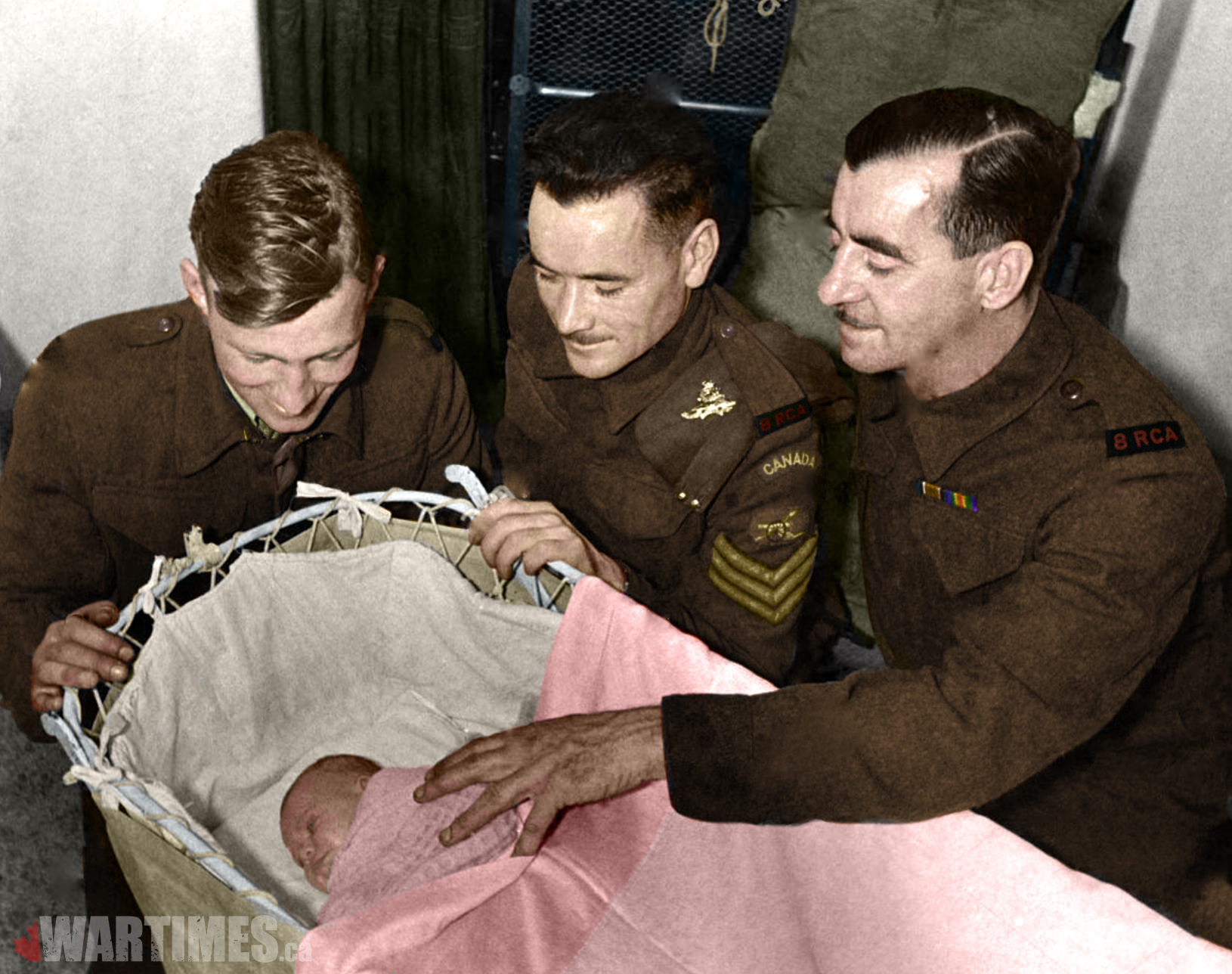 Abandoned Baby Found by Canadian RCA Soldiers in Woking September 23 1941 Colourized.jpg