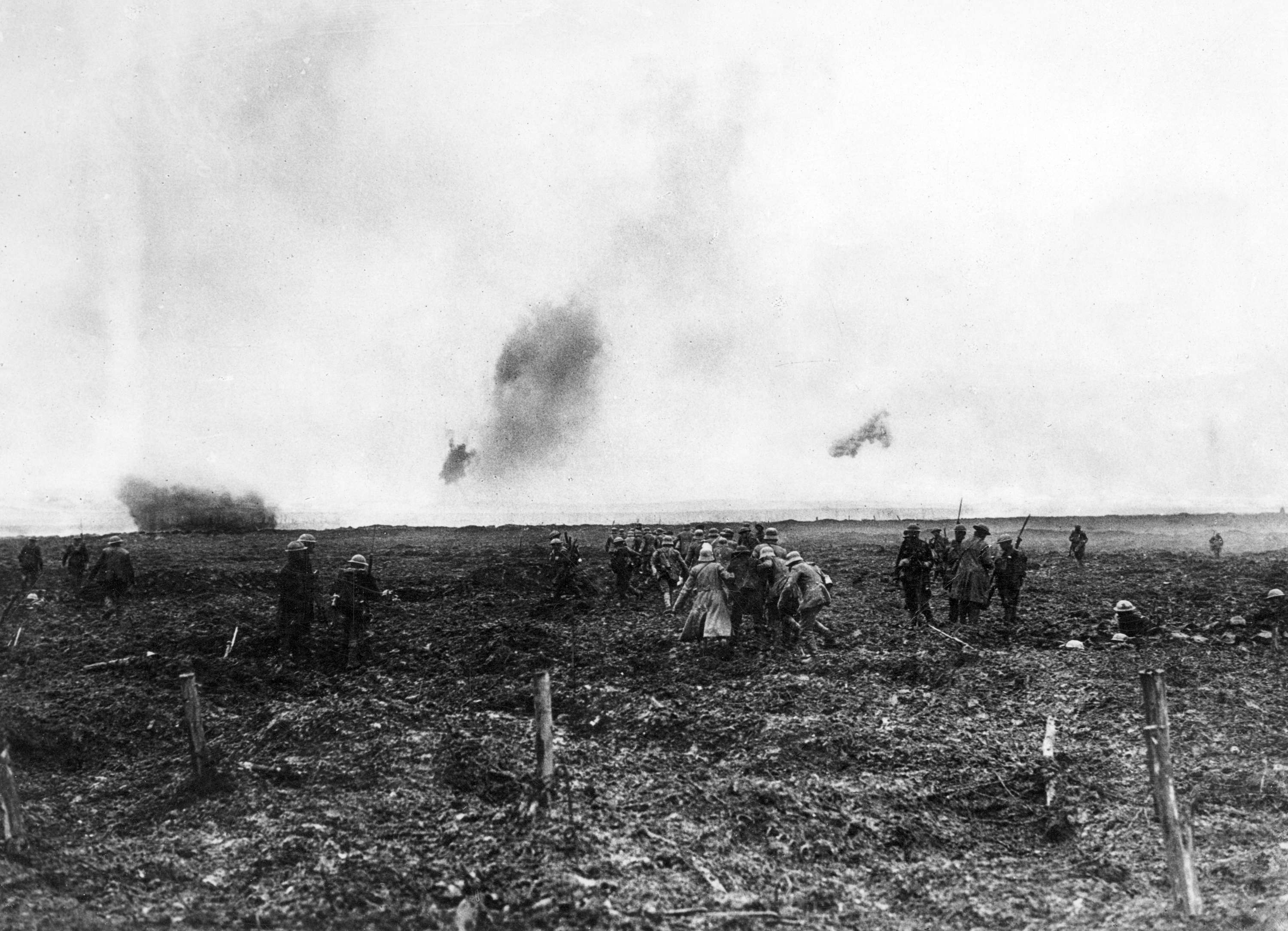Looking back from the front at Vimy. German prisoners hurrying to safety.jpg