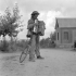 Private A.R. Quinn, Princess Patricia's Canadian Light Infantry (P.P.C.L.I.), with captured accordion, Gambarie, Italy, September 1943.