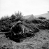 An unidentified Canadian infantryman standing guard in a dugout outside No.3 Canadian Public Relations Group (Canadian Army Miscellaneous Units) headquarters in the Normandy beachhead, France, 9 June 1944.