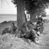 Infantrymen of The Highland Light Infantry of Canada resting on the Orne River near Caen, France, 18 July 1944.