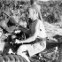 Gunner J.R. Walsh operating the gunsight of a 25-pounder gun of the 2nd Field Regiment, Royal Canadian Artillery (R.C.A.), Sicily, Italy, 28 July 1943.