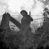Private D.D. Martin on sentry duty in the Normandy beachhead, France, 10 June 1944.