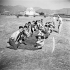 Patients performing back exercises, No.1 Convalescent Depot, Royal Canadian Army Medical Corps (R.C.A.M.C.), Salerno, Italy, ca.1-2 May 1944.