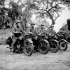 Personnel of the Cameron Highlanders of Ottawa on motorcycles near Caen, France, 15 July 1944.