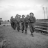 Sappers of the 16th Field Company, Royal Canadian Engineers (R.C.E.), removing a damaged rail from the Paris-Cherbourg railway line near Carpiquet, France, 8 July 1944.