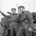 Company Sergeant-Major W.H. Galloway and Captain H.J. "Bummer" Stirling of the 19th Field Regiment, Royal Canadian Artillery (R.C.A.), Normandy, France, 22 June 1944.