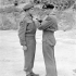 General Sir Bernard Montgomery, Commander of the 21st Army Group (British Army), decorating Lance-Corporal Russell Geddes of the 1st Canadian Parachute Battalion with the Military Medal during an investiture in Normandy, France, 16 July 1944.